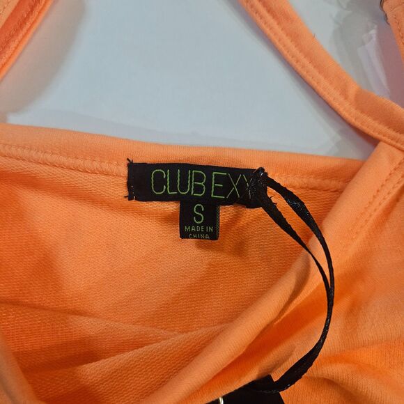 New CLUB EXX Size Small Cropped Tank in Sherbert Orange Eat Sleep Rave Repeat - Picture 6 of 9
